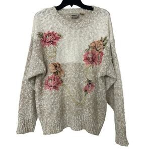 Separate Issue Vintage Embroidered Pearl Floral Cottagecore Sweater Size 20